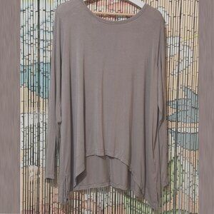 Peace Love World "The Ashley" Modal Blend High/Low T-Shirt Top, Mushroom, XL